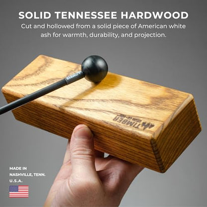 Timber Drum Co. Wood Block Percussion Musical Instrument, 8" Large — MADE IN U.S.A. — Includes Mallet, Feet — Solid Hardwood, Rich Block Tone - size: Large