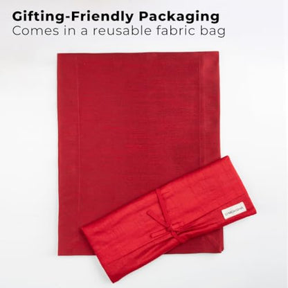 Luxe Shine™ by D'Moksha Tango Red Table Runner 120 Inches Long, Elegant Silk Table Runner, Machine Washable, 14 x 120 Inch for Dresser, Dining- Summer, Father's Day - color: Tango Red, size: 14 X 120 Inch