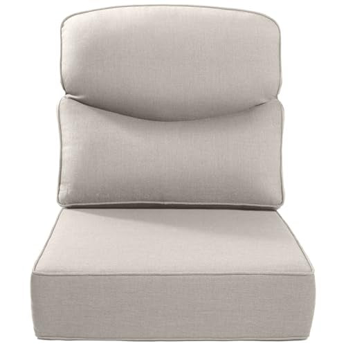 Luxury 22x24/22x25 6-Inch Smile Outdoor Cushions 1 Set - Deep Seat Water-Repellent Patio Furniture Replacement Cushion for Wicker Rattan Wood Metal Chair Glider Rocker Loveseat Sofa - Beige - color: Beige/Smile, size: 22x24x6"(High Back)