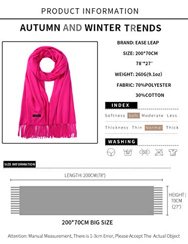 Pashmina Shawl Women Winter Scarf Warm Wedding Wraps Ladies Scarves for Evening Dresses - color: Hot Pink
