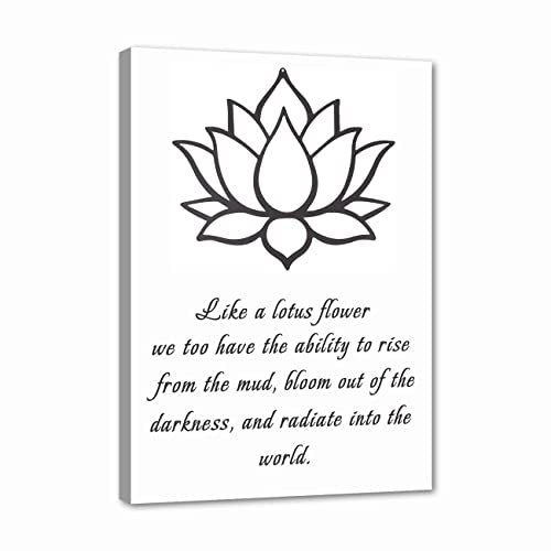 LZIMU Lotus Flower Canvas Wall Art Inspirational Quotes Poster Spa Picture Prints Wall Decor for Yoga Meditation Spiritual Room Decor (Lotus Flower-4, 20.00" x 16.00") - color: Lotus Flower-4, size: 20"L x 16"W