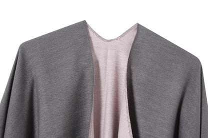 Women's Shawl Wrap Poncho Cape Cardigan Open Front Coat Shawl Wrap Scarf for Spring Fall Winter - color: Grey Pink