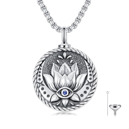 Evil Eye Necklace for Women 925 Sterling Silver, Protection Necklace with Blue Evil Eye Charm, Evil Eye/Lotus Pendant Jewelry, Birthday Christmas Gifts for Her - style: Lotus Evil Eyes 10