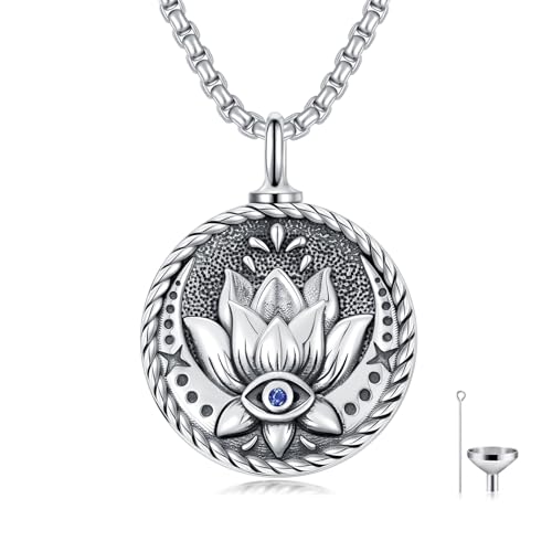 Evil Eye Necklace for Women 925 Sterling Silver, Protection Necklace with Blue Evil Eye Charm, Evil Eye/Lotus Pendant Jewelry, Birthday Christmas Gifts for Her - style: Lotus Evil Eyes 10