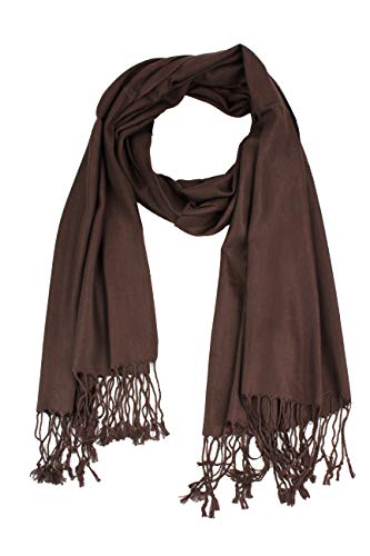 Luxurious Pashmina Feel Scarf & Shawl - Soft Solid Color Wrap for Weddings, Evening Dresses, Gifts - color: Dark Brown