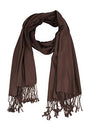 Luxurious Pashmina Feel Scarf & Shawl - Soft Solid Color Wrap for Weddings, Evening Dresses, Gifts - color: Dark Brown