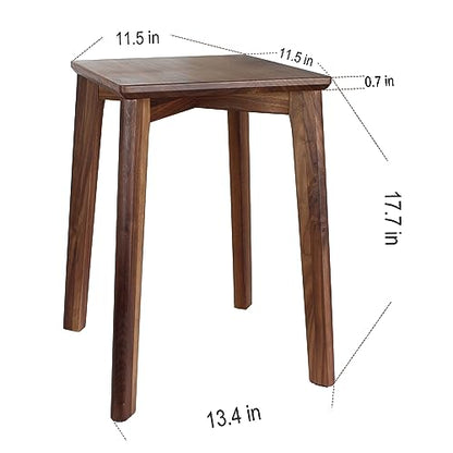 18-Inch Stackable Wooden Stool from Walnut Solid Wood, Stacking Backless Stool with Square Top Anti-Slip Felt Pad for Kitchen, Dining Room, Living Room, Office, Classroom, Workroom, Bedroom, Studio