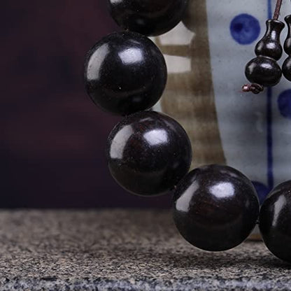Zen Dear Unisex Natural Ebony Wood Buddhist Prayer Bead Necklace Bracelet Tibetan Prayer Mala Beaded Black - style: 20mm 12beads Long's Head