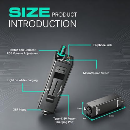 P2-Pro Portable in Ear Monitor Amplifier, Headphone Amp with XLR/TRS Inputs 3.5mm Output, Headphone Amplifier with Durable Belt Clip, Stereo/Mono Switch for Drummers, Guitar, Keyboardists - color: PRO