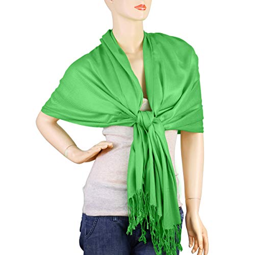 Falari Women's Soft Solid Color Pashmina Shawl Wrap Scarf, for Wedding, Bridesmaid Gifts, Evening Dress - color: Spring Apple Green