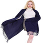 CJ Apparel Solid Color Tassels Design Nepalese Shawl Scarf Wrap Stole Throw Head Wrap Pashmina Gift Hand Made in Nepal New - color: Dark Blue