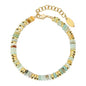 Beaded Bracelet for Women and Girl, Colorful Beach Boho Gems Bracelet 14K Gold Plated Stackable Handmade Bohemian Multicolor Natural Stone Bracelet - color: Amazonite