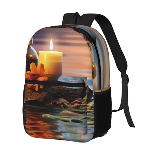 Candles Meditation Stones Travel Backpack for Women Work Business Backpack Purse 15.6 Inch Laptop Backpack for Men