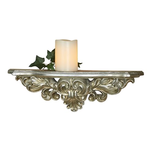 Touch of Class Aged Silver Wall Shelf | Hand-Finished Resin Design with Acanthus Leaf Accents, Twisted Rope Border | Beveled Edge | 19" W Decorative Shelf for Classic Traditional Home Decor - color: Aged Silver, size: Small Wall Shelf