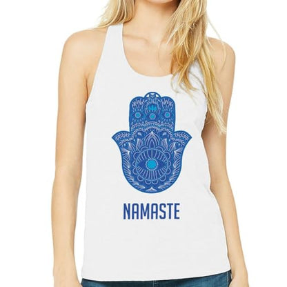 Namaste Print Women's Racerback Tank - Yoga Lover Gift Ideas - Meditation Inspired Present - color: White, size: X-Large