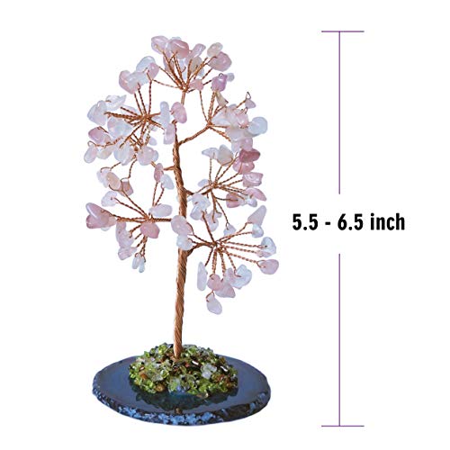 Mina Heal Crystal Money Tree Chakra Healing Feng Shui Fortune Good Luck Wealth Prosperity - color: Rose Quartz (Pink)