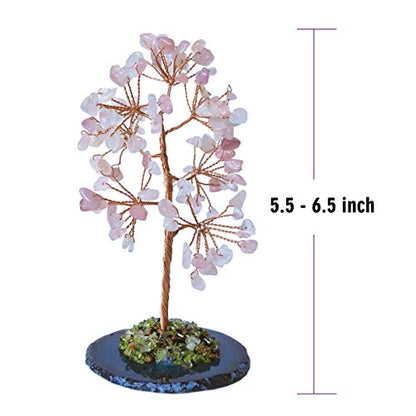 Mina Heal Crystal Money Tree Chakra Healing Feng Shui Fortune Good Luck Wealth Prosperity - color: Rose Quartz (Pink)
