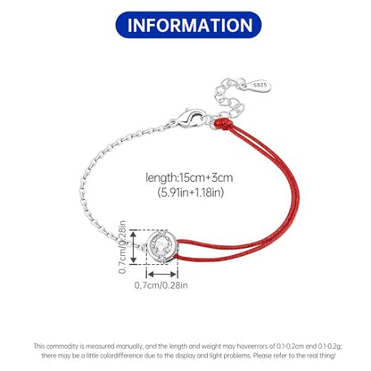 925 Sterling Silver Bracelet for Women,Silver Bracelet Chain Presents for Sister Daughter and Friend, Women's Jewelry for the Daily Occasion - color: Silvery | Chain and Red Rope