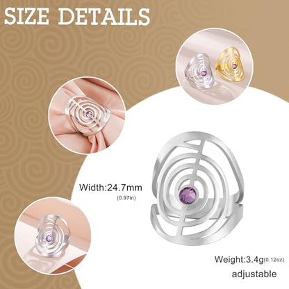 Dreamtimes Cho Ku Rei Reiki Ring Protection Healing Symbol Yoga Rings For Women Sacred Geometry Stainless Steel Energy Yoga Power Ring Sacred Geometry Amulet - color: Silver-P