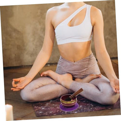 Garneck 1set Meditation Singing Bowl Handcrafted Copper Buddhist Bowl Mallet and Colorful Cushion for Stress Relief and Mindfulness Practices Diameter for Yoga and Meditation