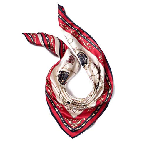 ANDANTINO 100% Pure Mulberry Silk Scarf 35" Large Square Lightweight Headscarf –Women’s Hair Wraps-With Gift Packed - color: Royal Carriage