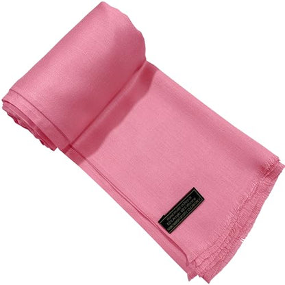 CJ Apparel Solid Color Fringe Design Fringe Shawl Scarf Wrap Stole Throw Head Wrap Pashmina Gift Hand Made in Nepal New - color: Rose Pink Fc1110