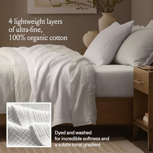 BOLL & BRANCH Dream Bed Blanket - Twin/Twin XL, Mist - Luxury 100% Organic Cotton - Soft, Lightweight and Breathable - Cloud-Like Touch - color: Mist, size: Twin/Twin XL