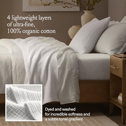 BOLL & BRANCH Dream Bed Blanket - Twin/Twin XL, Mist - Luxury 100% Organic Cotton - Soft, Lightweight and Breathable - Cloud-Like Touch - color: Mist, size: Twin/Twin XL