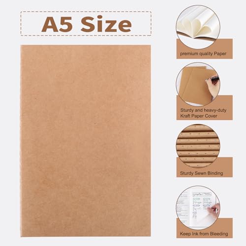 EOOUT 48pcs Blank Kraft Notebooks, Bulk Journals for Kids, 60 Pages/80GSM, 8.3 X 5.5 Inch, Travel Journal Set, for Travelers, Students and Office Supplies - style: Blank-48pack