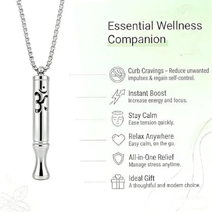 Stainless Steel Breathing Necklace with Meditation Cards, 2-in-1 Aromatherapy Necklace for Calm, Stress Support, Focus, and Urge Management for Women Men - color: Gold, style: Necklace with card