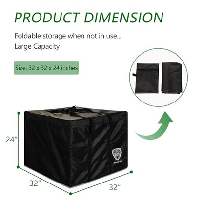 Outdoor Cushion Storage Bag Waterproof Square Large Patio Storage Bags with Zipper for Outdoor Furniture Cushion, 32 x32 x24IN - size: 32x32x24IN
