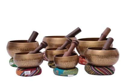 NepaMart Chakra Healing Tibetan Singing Bowls (Set of 7) for A,B,C,D,E,F,G Chakras
