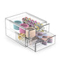 Hair Accessories Organizer for Girls, 2 Tier Acrylic Stackable Storage Drawers, Clear Vanity Hair Tie Bow Claw Clip Scrunchie Holder Organizer for Girls Stuff, Cute Desk Organizers and Accessories