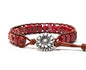 7 Chakra Bracelet Bohemian Handmade Leather Wrap Healing Protection Natural Stone Yoga Beaded Bracelets Boho Friendship Jewelry - color: Red Turquoise