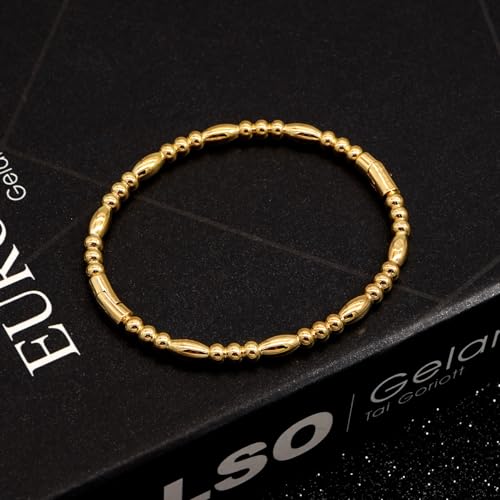 Stainless Steel Bamboo Design Bracelet Titanium Steel Bangle - color: Water Gold