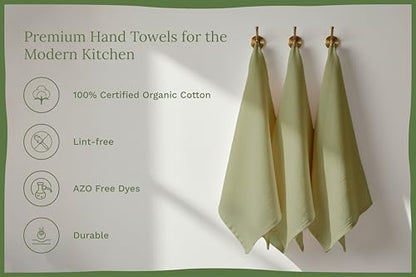 Organic Cotton Sage Flour Sack Kitchen Towels - 10 Pack, 27"x27", Highly Absorbent, Lint-Free Flour Sack Tea Towels for Baking, Kitchen and Dish Drying - 100% Cotton Sage Dish Rags (10 Pack) - color: Sage