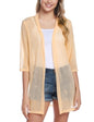 iClosam Women Casual 3/4 Sleeve Sheer Open Front Cardigan Sweater Kimono - color: Beige, size: Large