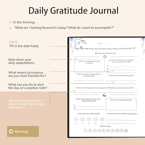 Gratitude Journal for Women & Men – Daily Mindfulness Journal with Positivity Tracker, Happiness Exercises, and Guided Reflective Writing – Self-Care Journal for Personal Growth (Black) - color: Black