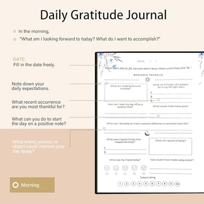 Gratitude Journal for Women & Men – Daily Mindfulness Journal with Positivity Tracker, Happiness Exercises, and Guided Reflective Writing – Self-Care Journal for Personal Growth (Black) - color: Black