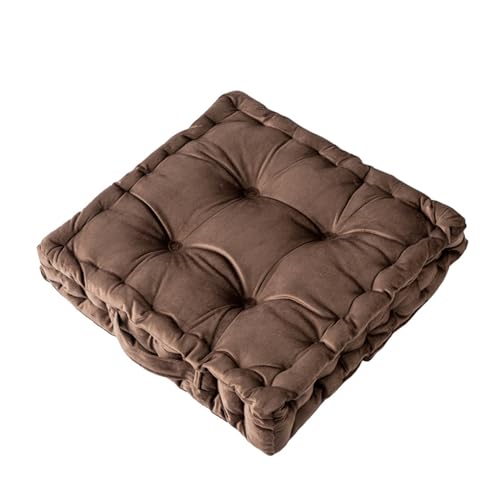 Square Floor Cushions for Adults, 17" Solid Color Velvet Square Floor Pillow Seating Cushions for Living Room Bedroom Reading Yoga Bedroom Home Decor (Brown, 17 * 17 inches) - color: Brown
