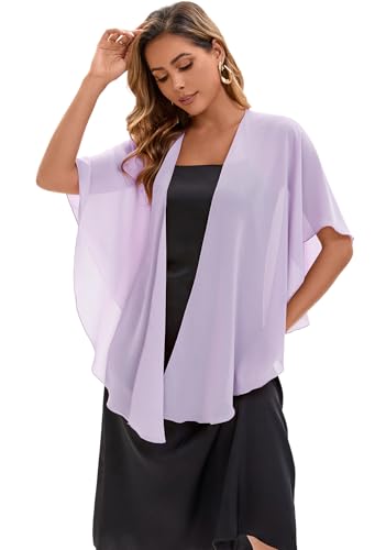 Baoqiya Chiffon Shawl Evening Scarf Shawls and Wraps for Women Wedding Party Bridal Scarves Cover Ups - color: Lavende