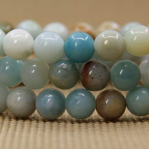 Angelstones Handmade Natural Healing Gemstone 8mm Round Beads Stretch Crystal Bracelet 7 Inch Unisex - color: Multicolor Amazonite