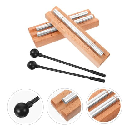 2 Sets Wood Meditation Chimes Metal Wind Chimes Sound Healing Instrument for Adults
