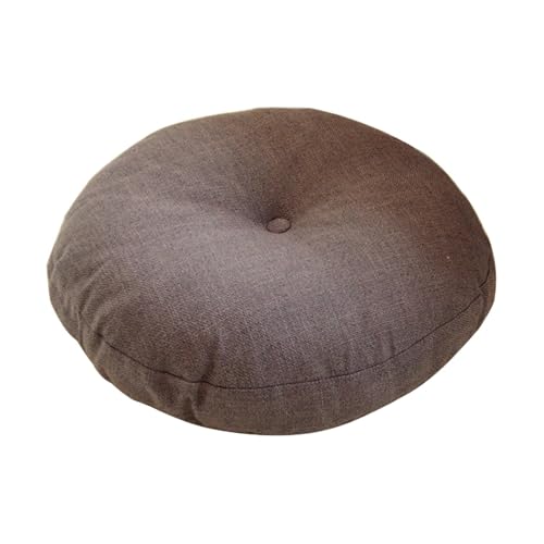 Round Meditation Cushion,Japanese Tatami Floor Pillow Cushion Seating Pillows,Cotton Linen Seat Pads Chair Cushion for Balcony Office Pet Bed Reading Area(20inch, Dark Brown) - color: Dark Brown, size: 20inch