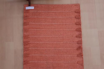 Jaipur Art & Rugs Cotton Yoga Rug - Eco-Friendly Hand-Woven Thick Mat (24”x72”x5mm) for Everyday Fitness at Home - Comfortable & Extra-Long - color: Orange