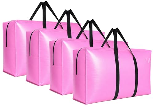 Extra Large Storage Bags, Jumbo Moving Tent Storage Bags, Waterproof Foldable Big Pink XXL Duffle Bag for Travel, 42x23x13.5inch - 4PACK - color: Pink-4 PACK, size: 42"L x 13.5"W x 23"H