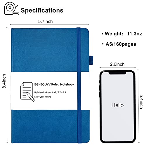 Notebook Journal, College Ruled Notebook Lined A5 160 Pages,Hard Cover Journals for Writing, Notebooks for Work Office School Women Men,5.7 inches x 8.4 inches(Dark Blue) - color: Dark Blue