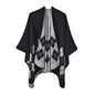 Shawl Wraps for Women, Elegant Knitted Cape Open Front Poncho Scarf Blanket Cardigan Coat for Spring, Autumn, and Winter - color: Black White
