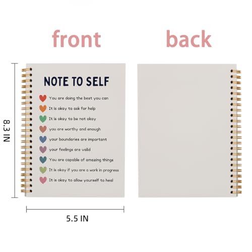 Note to Self Mental Health Notebook, Self Love Gifts, Mental Health Journal for Women, Inspirational Mental Health Gifts, Therapy Journal for Mental Health, Spiral Notebook 5.5x8.3 Inch - color: Note to Self - White