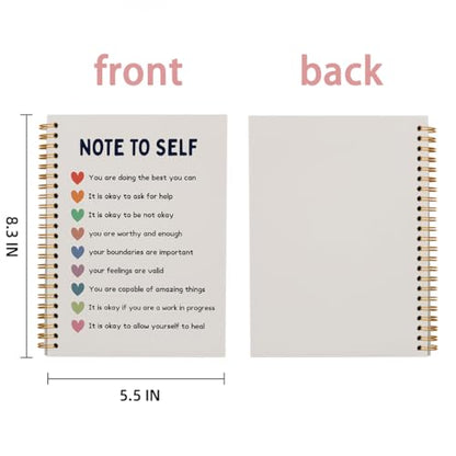 Note to Self Mental Health Notebook, Self Love Gifts, Mental Health Journal for Women, Inspirational Mental Health Gifts, Therapy Journal for Mental Health, Spiral Notebook 5.5x8.3 Inch - color: Note to Self - White
